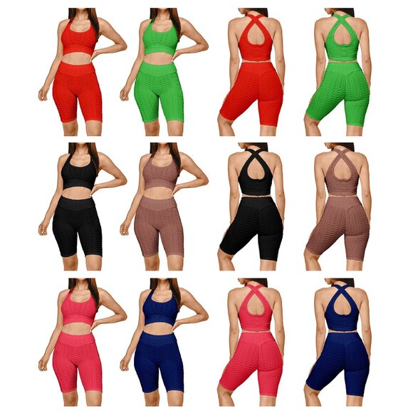 2-Piece Women's High Waisted Moisture-Wicking Anti Cellulite Activewear Yoga Set - Picture 11 of 11